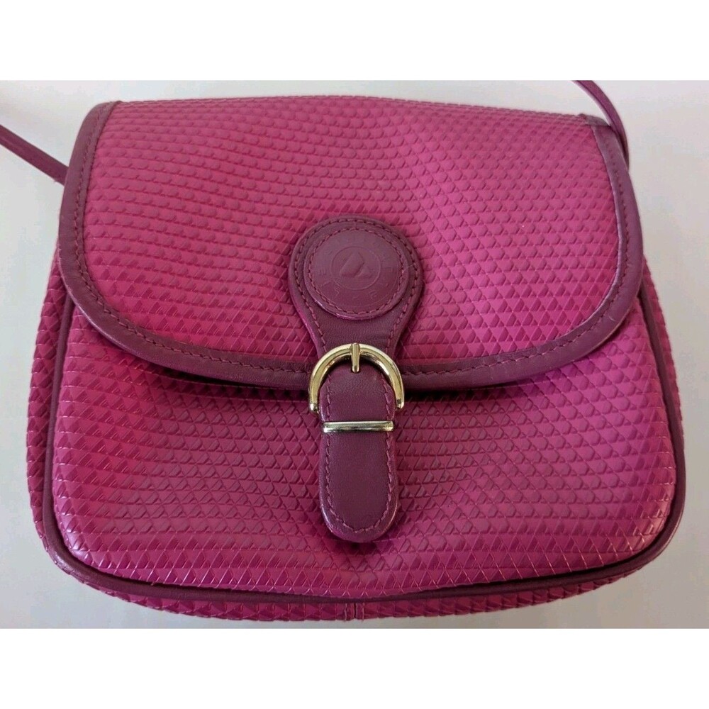 Vintage 1980's Liz Claiborne Fuchsia Pink Geometric Textured Crossbody Bag 1983 - Picture 3 of 14